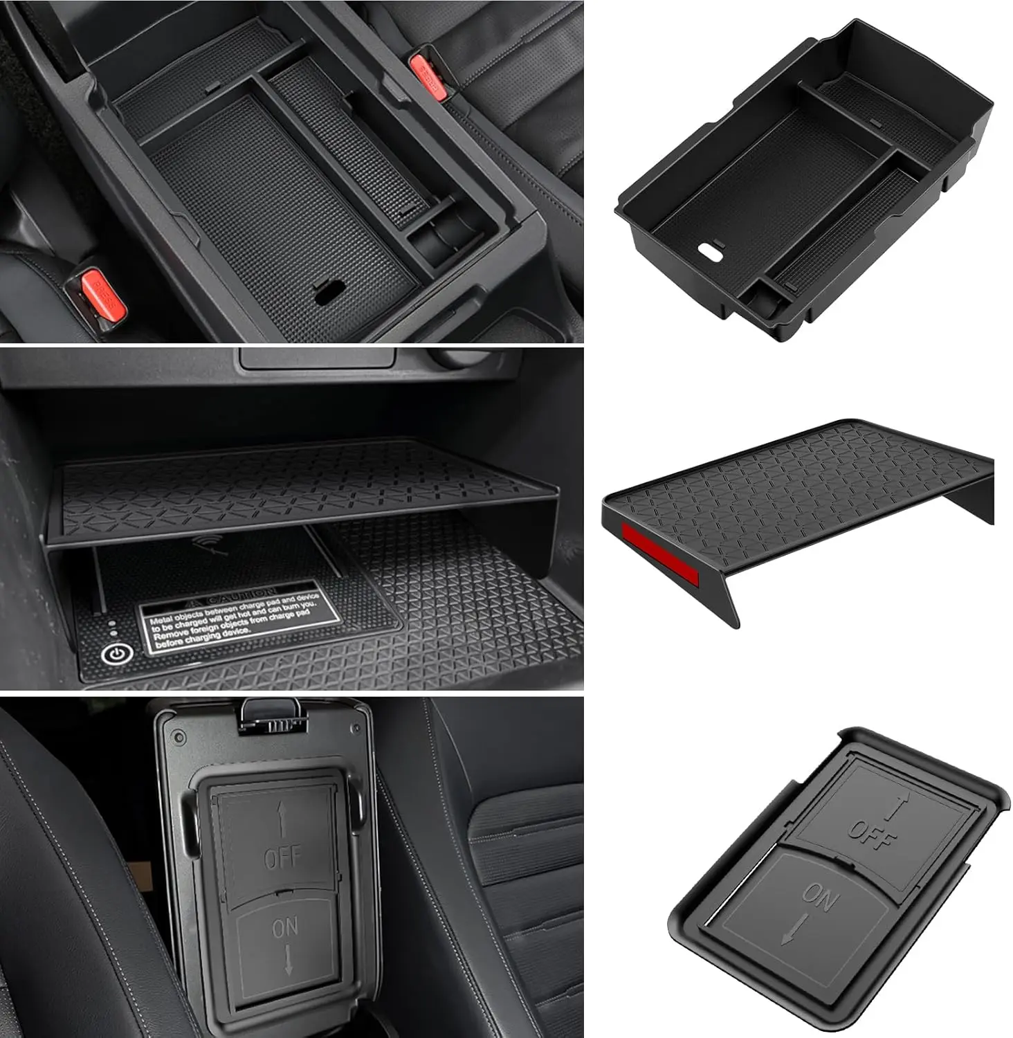 3PCS Car Console Organizer Storage, ABS Plastic Hidden Box, Armrest Tray, Interior Stowing & Tidying Accessory for 2023-2026 CR-V Hybrid (CR-V 2023+), Car Organizer Storage
