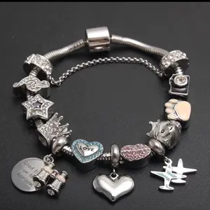 Pedants Beads Chain - Stainless Steel Heart Shape with Various Charms and Decorative Elements