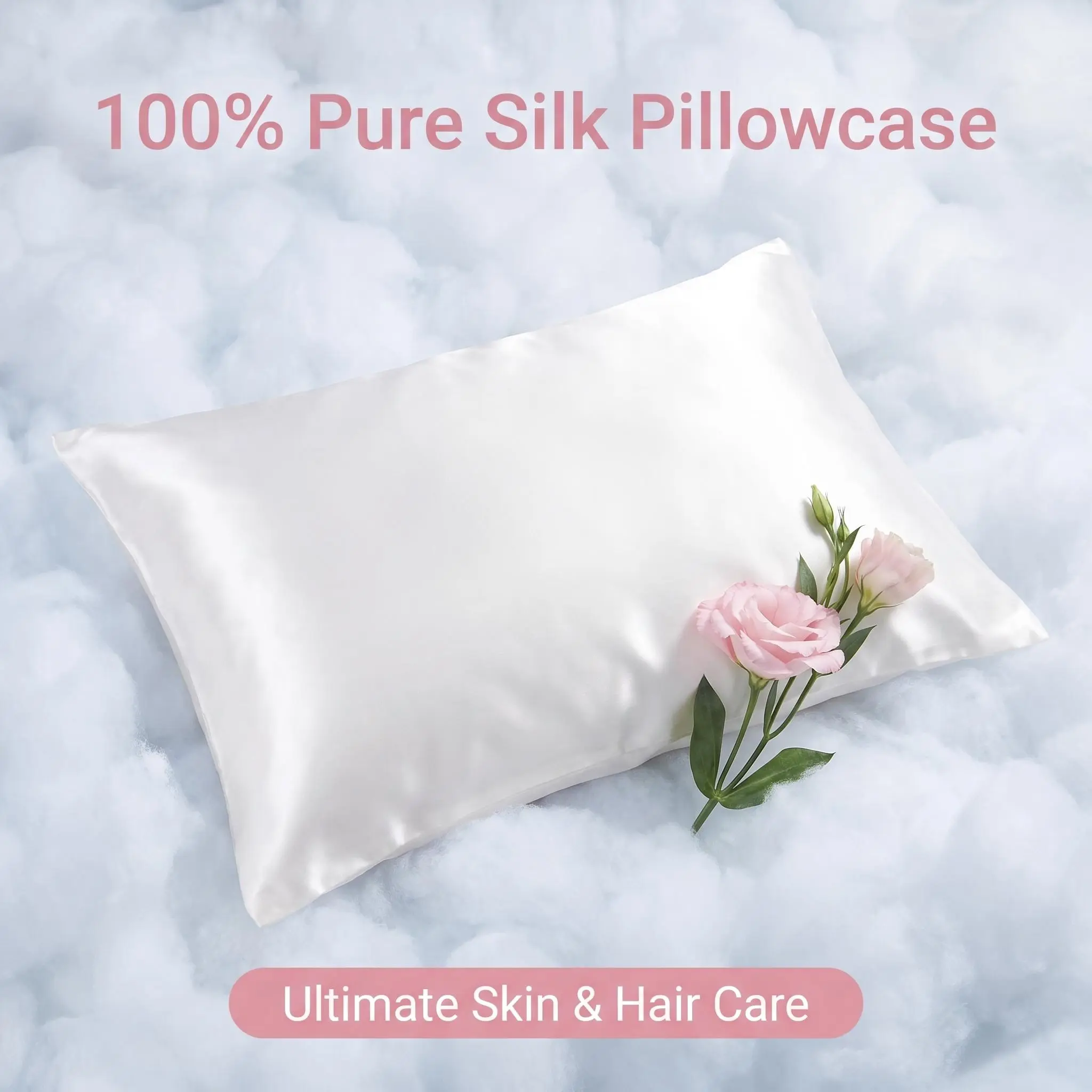 Bedsum 1-Piece Mulberry Silk Pillowcase, 19 Momme Double-Sided Silky Bedding with Hidden Zipper, Cooling, Breathable, Wrinkle-Resistant Luxury Pillow Case for Bedding Linens