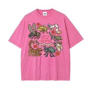 Unisex Graphic Tee Love The Unloved Insect Lover Print Vintage Washed Design Oversized T Shirt Streetwear Style Crewneck Short Sleeve Batik Cotton Soft Breathable Pre Shrunk Loose Fit Daily Wear Trendy Aesthetic Nature Lover Gift Top