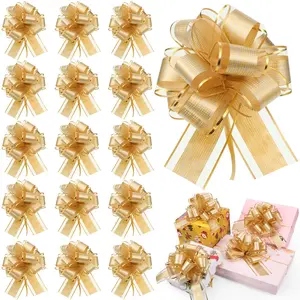 20Pcs/Set Gold 6 inch Pull Bows Gift Wrapping Ribbon Pull Bows for Valentine Wedding Baskets Christmas,Multicolor Wrap Accessory for Present Holiday Halloween Party Decor,DIY Hand Tools Kits