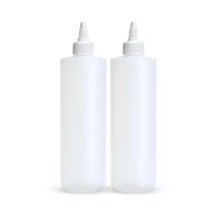 16 oz Empty Ketchup Squeeze Bottles with Twist Top Cap, Leak-Proof BPA-Free Plastic Condiment Squirt Bottles for Sauces, Dressing - 2 Pack Home Supplies Storage Containers, Ketchup Squeeze Bottle