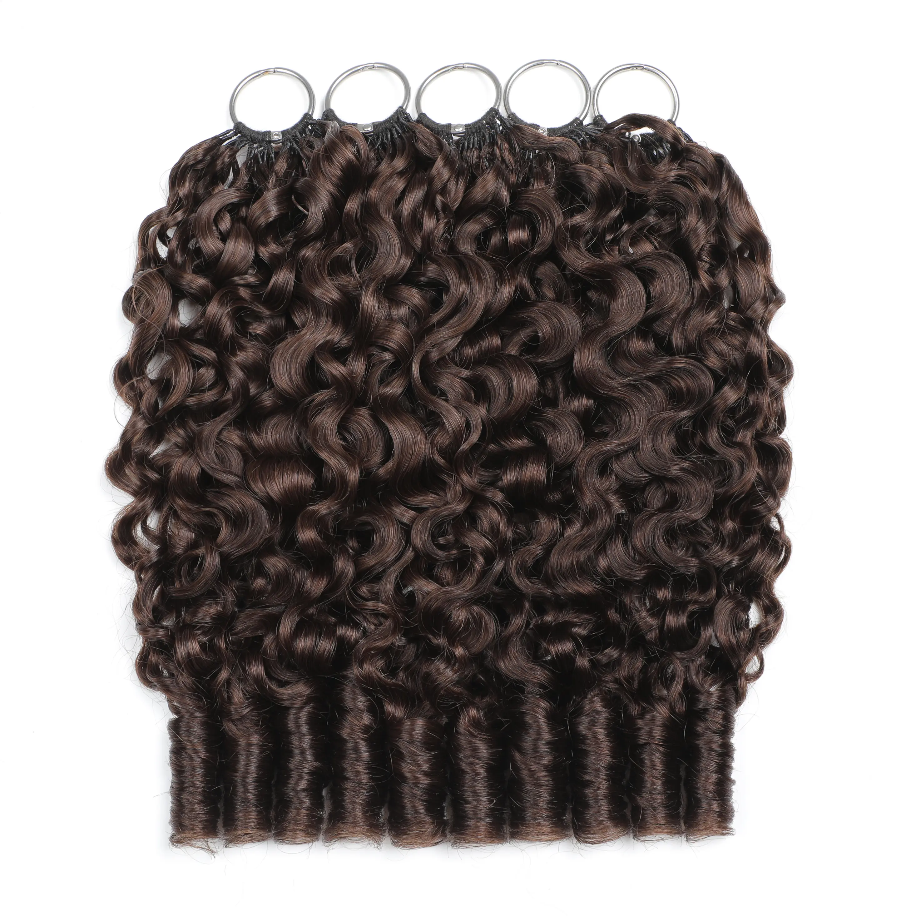 New 2026 ElNbeauty Burmese Curl Feather Crochet Human Hair Bundles, Lightweight Pre-Separated SuperInvisibly Knot and Durable Reusable 4# Human Hair 16-24inches Optional