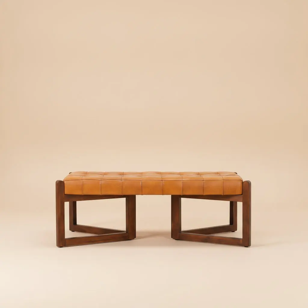 Rosemont Tan Leather Bench