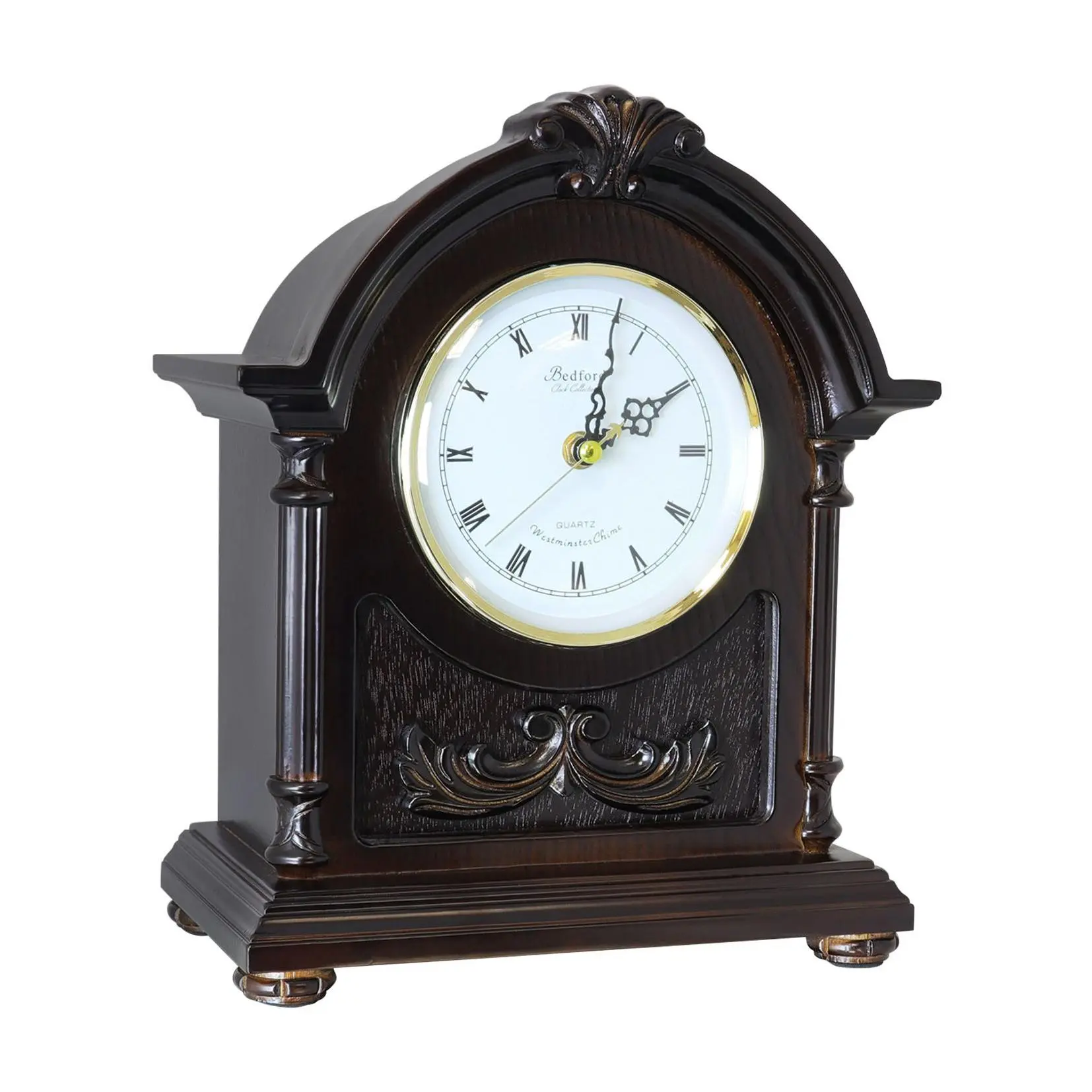 Bedford Clock Collection Wood Mantel Clock withChimes