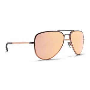 Blenders A Series Heavenly Shine Sunglasses – Polarized Champagne Mirror Lenses, UV400 Protection, Scratch-Resistant, Matte Black-to-Blush Aviator Frame