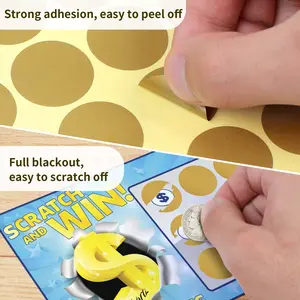 900PCS Golden Scratch Off Stickers 1 inch 450 Round & 450 1.9" x 0.6" Rectangles, Scratch Off Cards, Scratch Stickers Labels, DIY Scratch Off Reward Card, Game, Promotion, Raffle, 40 Sheets