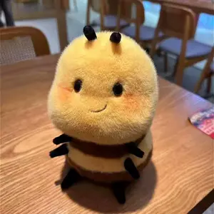 20CM Cute Smile Mouth Lips Bee Ladybug Plush Toys Soft Huggable Stuffed Fat Ball Shape Bees Plush Doll Toys for Kids Birthday Gift