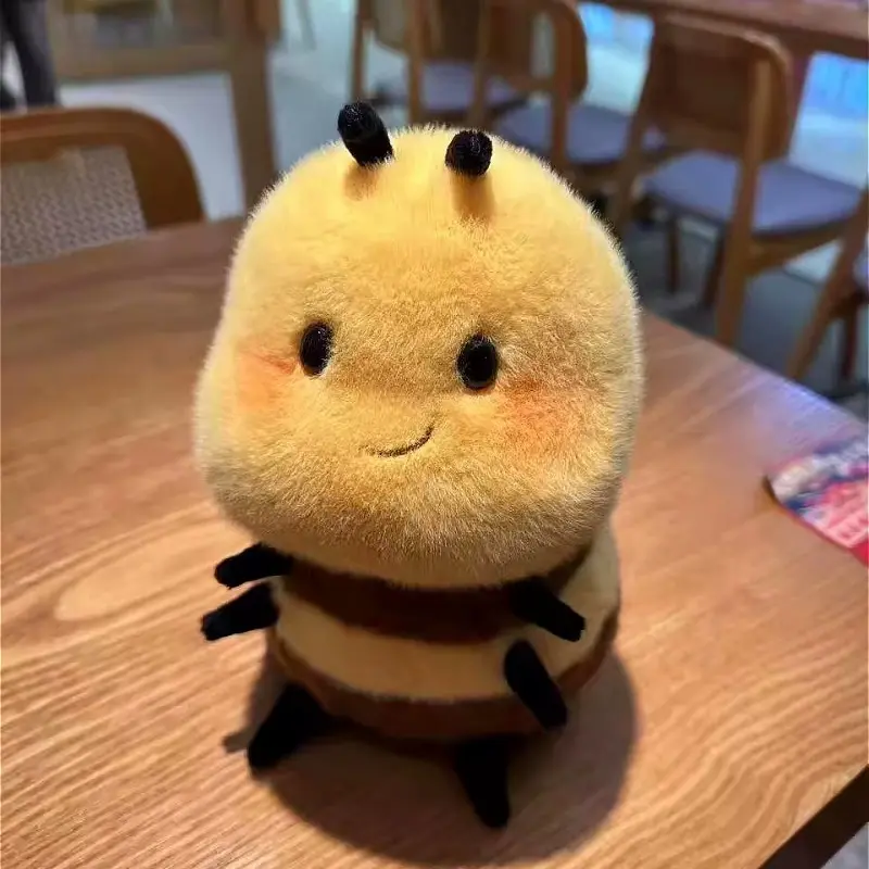 20CM Cute Smile Mouth Lips Bee Ladybug Plush Toys Soft Adorable Stuffed Huggable Fat Ball Shape Bees Plush Doll Toys for Kids Birthday Gift