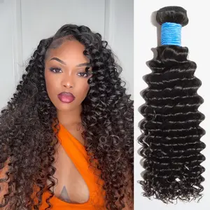 Ashine Deep Wave Deep Curly Brazilian Virgin Hair Bundles, Natural Color 10A Grade Human Hair Extensions, 12-30 Inches for Women luxury extensions