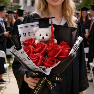 Graduation Season Soap Flower Bouquet, Artificial Rose Flower Gift for Class of 2026, Romantic Scented Faux Rose Arrangement, Long-Lasting Keepsake for Graduation Ceremony, Party Decor & Perfect Present for Friends, Classmates and Family