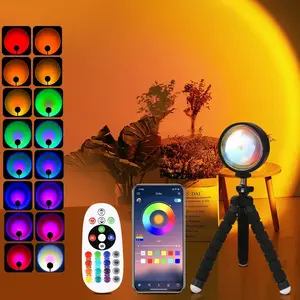 Sunset Lamp Projector Sun Lamp Sunlight Lamp Sunset Light Sunrise Solset Projection 16 Color Changing Rainbow Led Lights with Remote App Controlled Night Light TIK Tok Room Decor Aesthetic