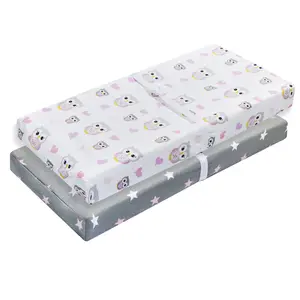 Everyday Kids 2-Pack Changing Pad Covers Owls/Stars – Soft 100% Cotton Jersey, Fits Most Changing Tables 