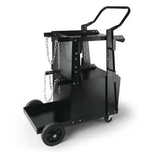 VEVOR Heavy-Duty Welding Cart, 2-Tier Portable Welder Accessory with Lockable Anti-Theft Cabinet, 265LBS Capacity, 360° Swivel Wheels, Tank Storage Safety Chains, for TIG MMA Welder, MIG Welding Machine & Plasma Cutters