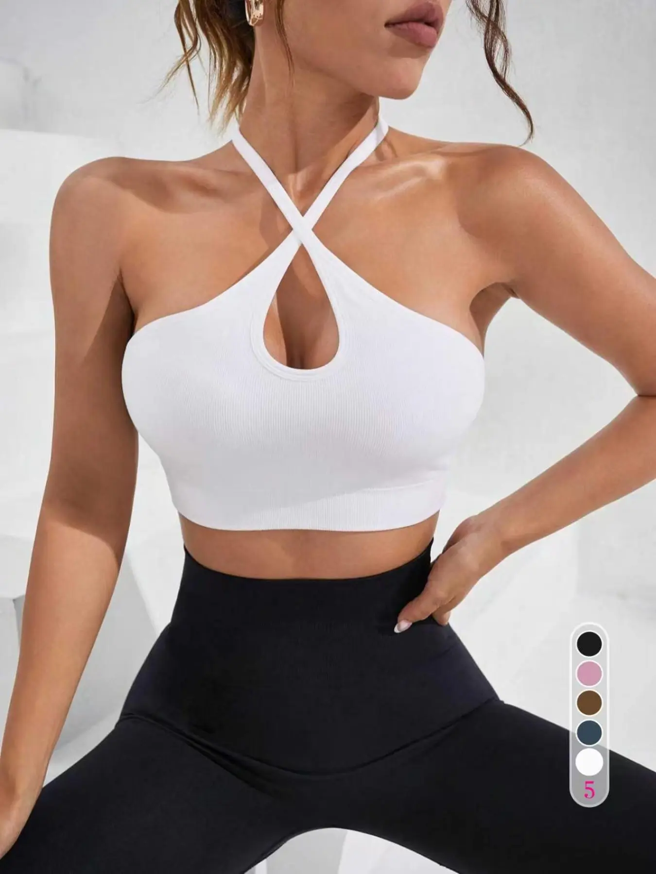 Women's Sporty Tank Top Yoga Bra, Removable Pads, Comfortable Shoulder Straps, Gym Wear for Sports and Fitness, Fashionable Workout, Strappy Yoga Bras, Sportswear Bra, Workout Clothes Women