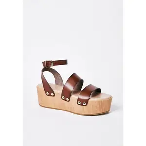 JUSTFAB Women's Vintage Platform Heeled Sandals - Casual Comfortable Footwear for Daily Wear, Trendy All-Match Shoe