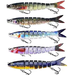 5.31inch Artificial Fishing Bait with hook,Artificial Multi-Jointed Fishing Lures for Freshwater and Saltwater for Bass TroutCrappie Walleye Pike, Slow Sinking Bass Swimmax Must-Have Fishing Gifts for Men,Fathersdaygift fishing equipment rod bass lure