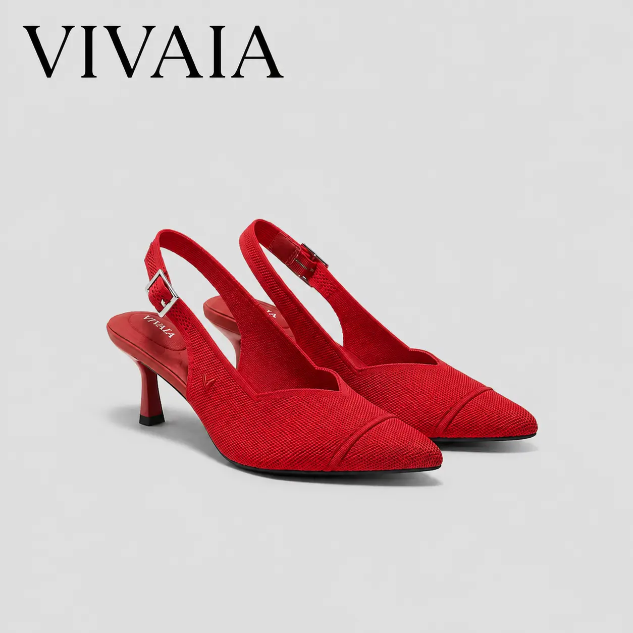 VIVAIA Women's Almond Pointed-Toe Slingback Kitten Heels - 6.5cm Stilettos Sandals with Arch Support, Pressure-Relief Cushioned Insole, Adjustable Strap - Office, Wedding Wear for Summer Outfits (Heels for Women, Addison), Footwear