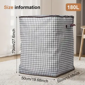 [Extra Large Storage Bucket] 3 Pack Extra Large Salon Storage Bucket - Houndstooth Thickened Storage Containers - Dustproof And Moisture Resistant Bag Double Zipper For Household/Salon Spa Large Capacity Clothes Quilt Storage Organiser 47.55Gal-3Pcs