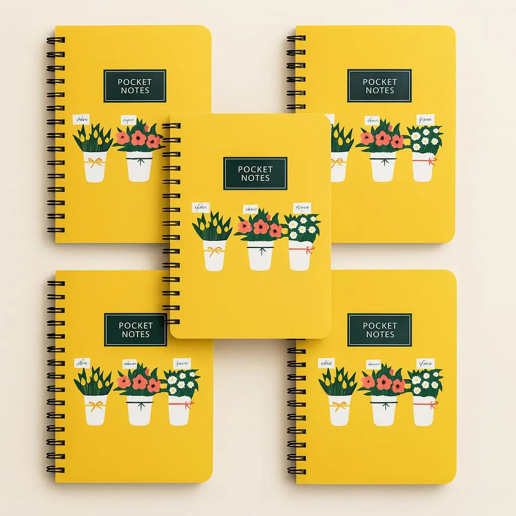 Yellow Pocket-Size Spiral Notebook, Pack of 5