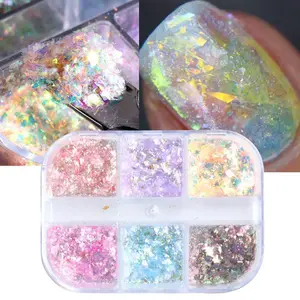 6 Grids of Iridescent Flakes - OB - #1 - Opal