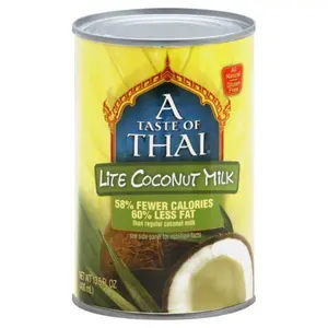 A Taste of Thai Lite Coconut Milk 13.5oz - 60% Less Fat & Calories, Gluten-Free, Vegan, Dairy-Free, Perfect for Curries, Soups, & Desserts