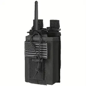 Molle Radio Holster Holder Case Heavy Duty Pouch Bag for Two-Way Walkie Talkies Adjustable Storage with 1 Pack Patch Audio Compact Durable Black