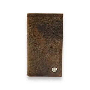 Men's Ariat Rodeo Wallet/Checkbook Cover - Brown Pebbled Leather