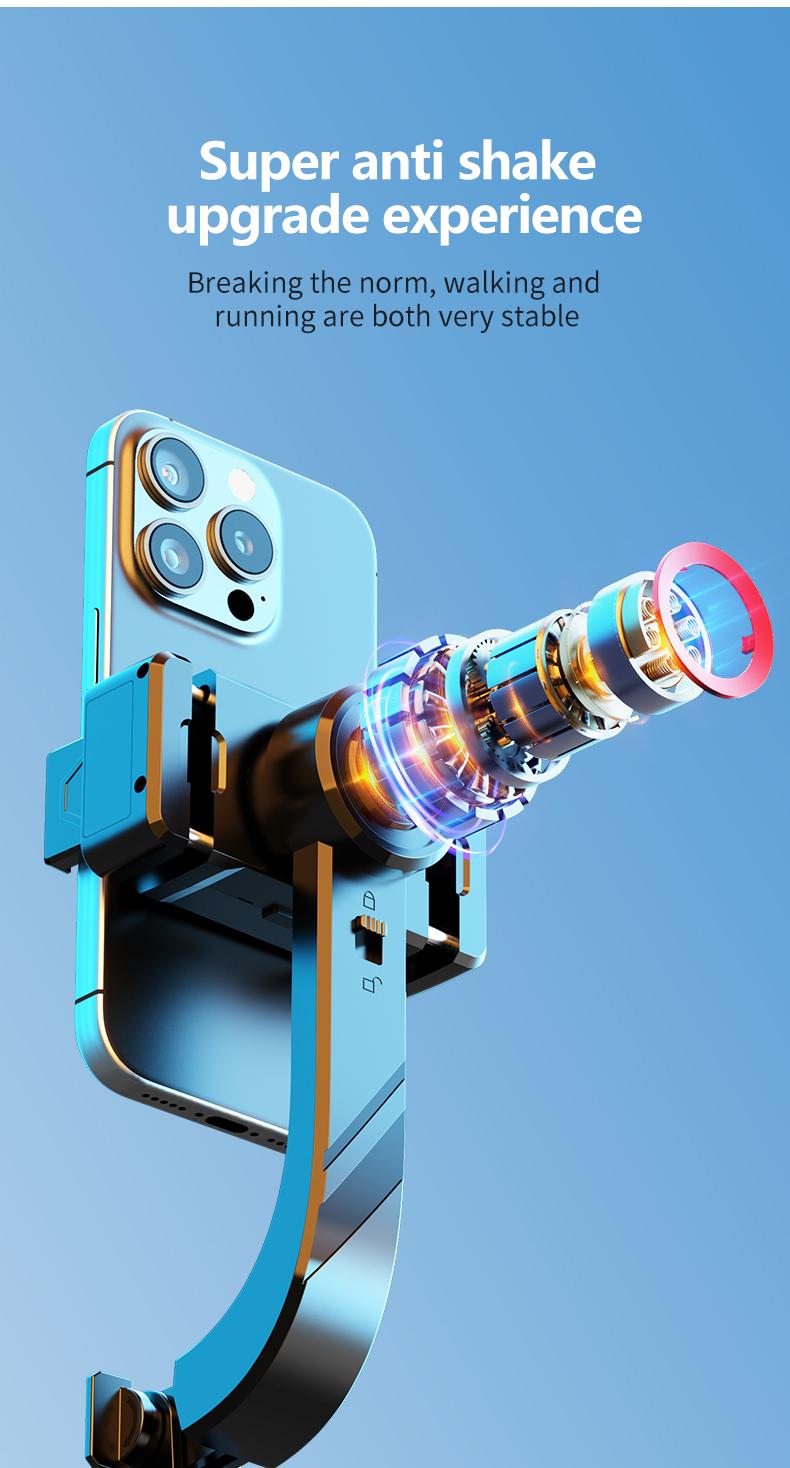 1-Axis Gimbal Stabilizer, Anti-Shake Selfie Stick Tripod with Bluetooth Remote, Auto Balance Phone Mount, Aluminum Alloy Vlogging Stand for iPhone & Android