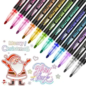 8/36/48 Colors Glitter Markers,Double Line Outline Glitter Pens,Shimmer Metallic Self Outline Metallic Glitter Marker Pens for Christmas,Art, Drawing, Writing, Greeting Cards, DIY, Scrapbook, Easter Eggs