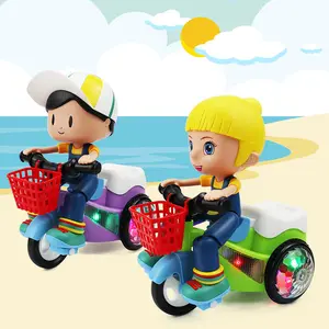 Kids Safety Spinning Tricycle 360° Auto Rotation Electric Ride-On Toy with LED Lights Music Seatless Trike for Toddlers 3-5 Years Old Perfect Gift