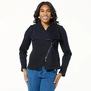 MarlaWynne WynneCollection Refined Denim Moto Jacket