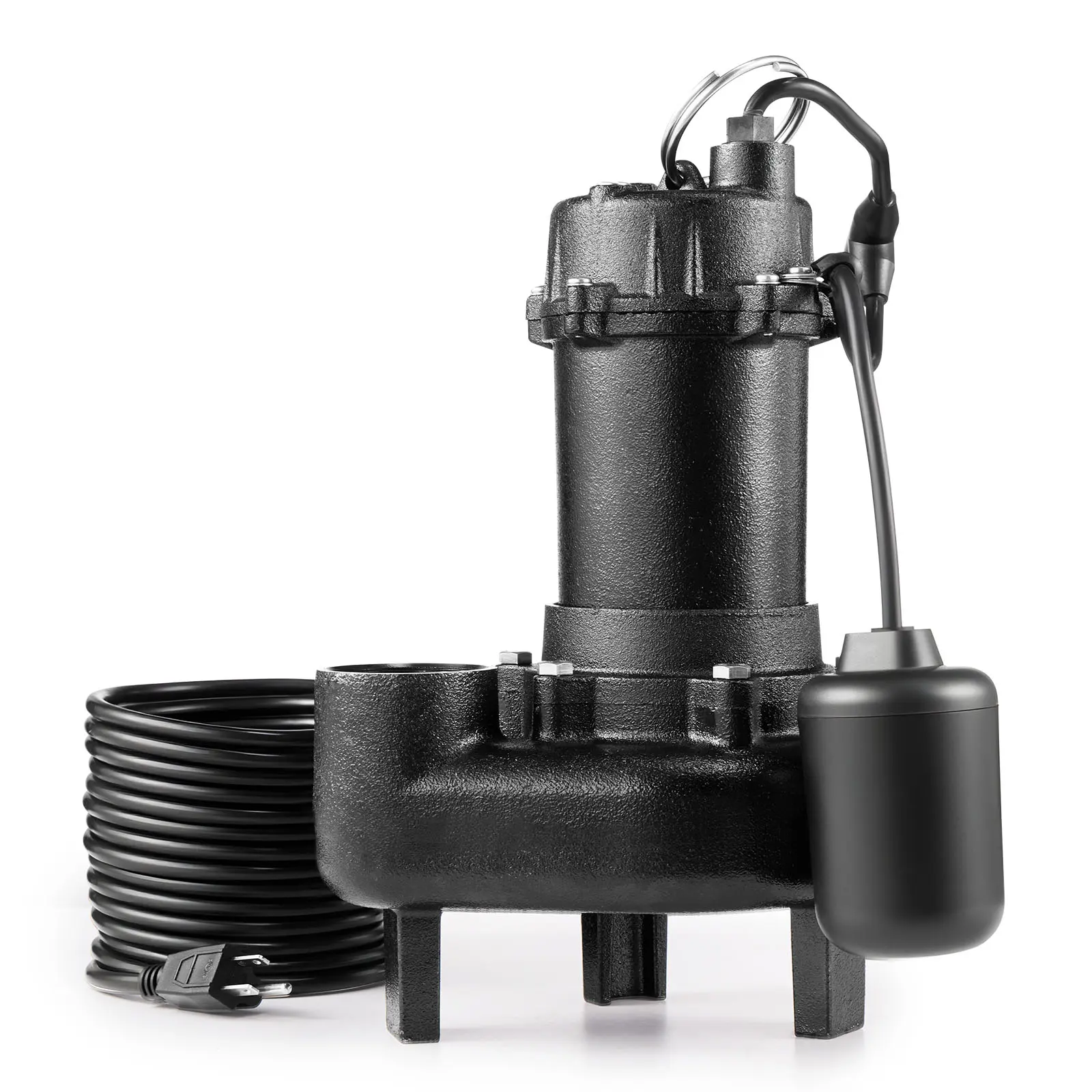 【summerfinds】VEVOR Submersible Sewage Pump, 1 HP, 5200 GPH Cast Iron Sewage/Effluent Pump with Automatic Tethered Float Switch, 2-Inch NPT Discharge, 120V, 25 ft Max Lift, for Basement, Septic Tank, Residential, Centrifugal Submersible Pumps