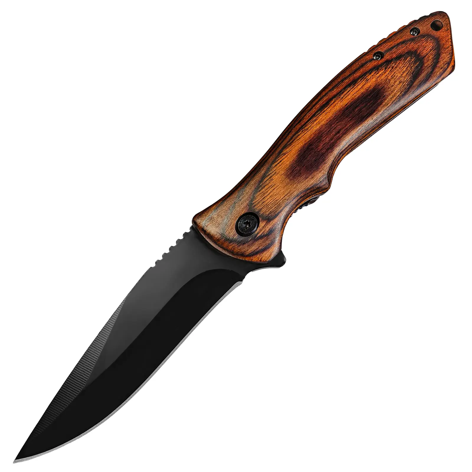3.5 inch kitchen fruit knife with V-shaped blade, serrated back, sharp blade for easy cutting, ergonomic handle, suitable for home, outdoor activities, camping, fishing, barbecue, Halloween gift.