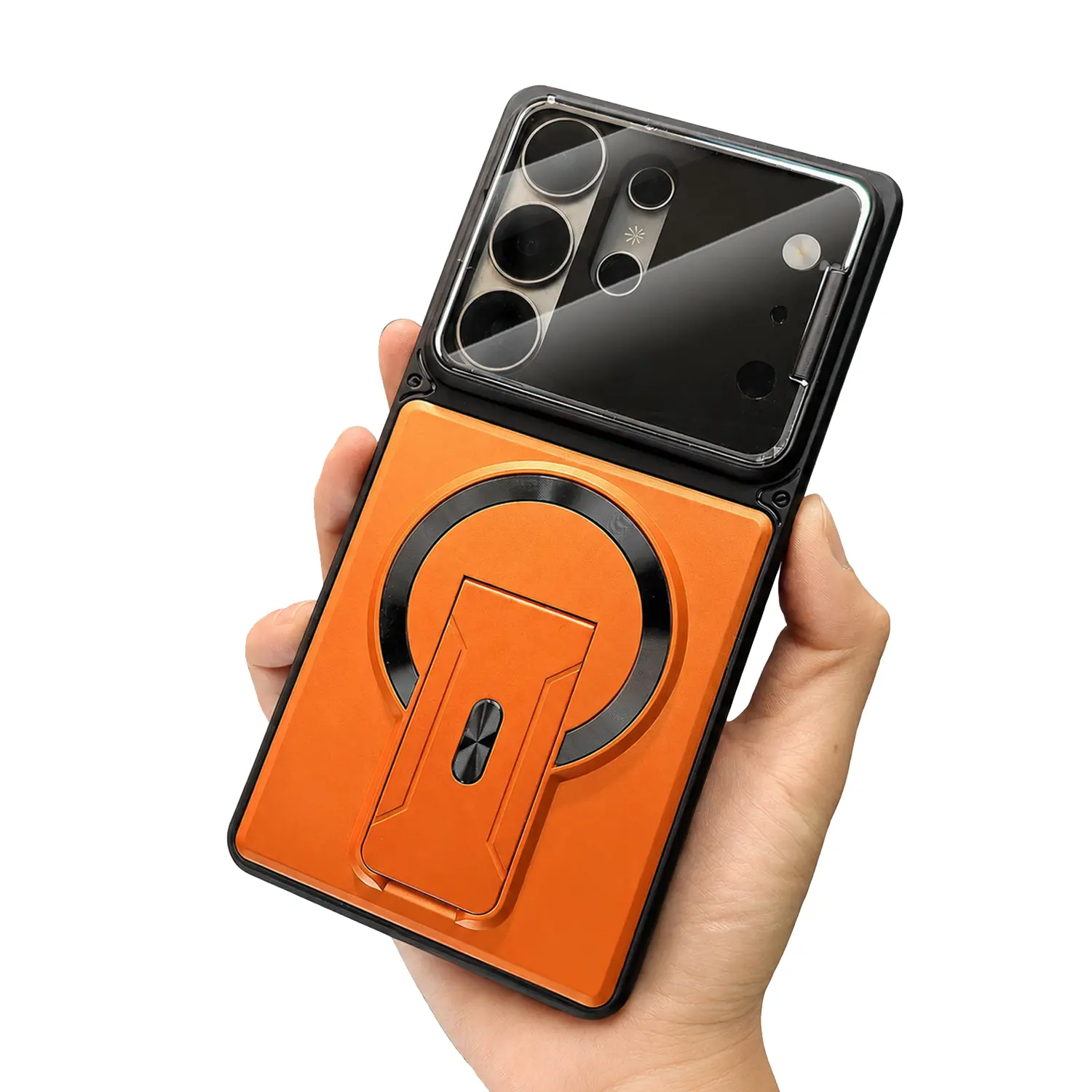 Shockproof Magnetic Samsung Galaxy Case with Invisible Kickstand & Camera Lens Protection, Military Grade Heavy Duty Drop Proof Cover Compatible with Wireless Charging for Samsung Galaxy