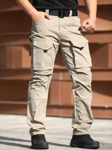 Men's Casual Cargo Pants, Slim Fit Tactical Outdoor Workwear, Multi-Pocket Camping Sports Long Pants, Army Leisure Trousers, All Purpose Pants, Casual Fitted Cut