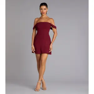 Classic Glitz Glitter Knit Off-The-Shoulder Mini Dress