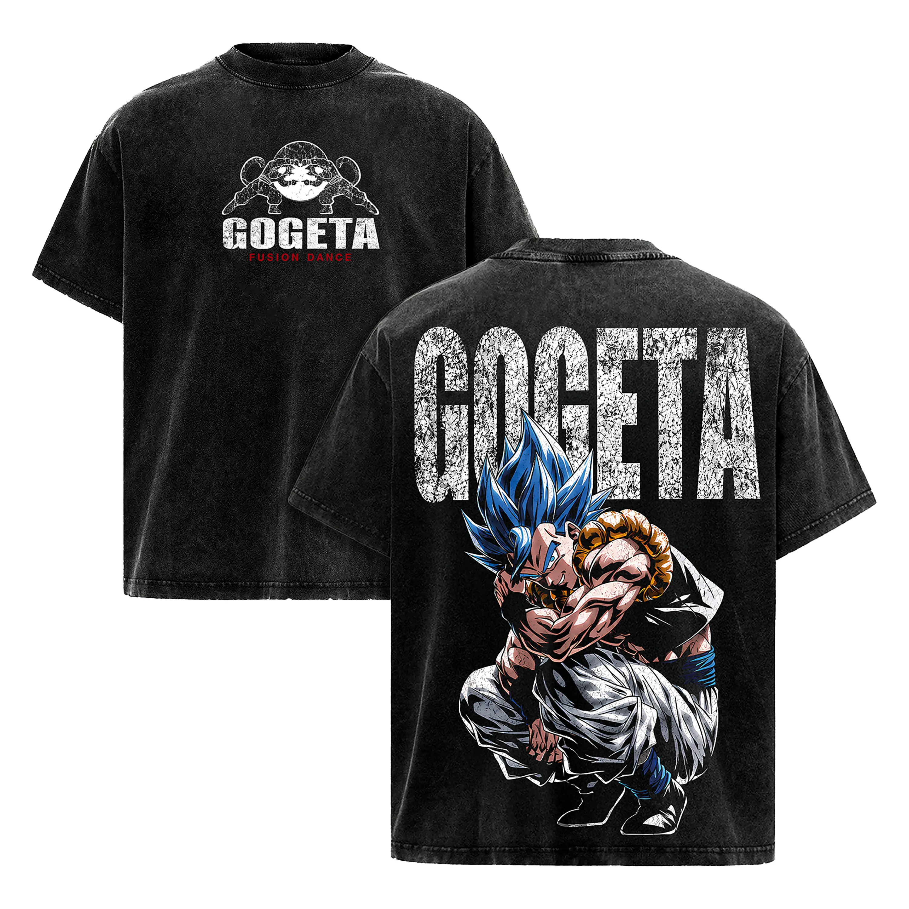 Gogeta Blue Fusion Dance Acid Wash Graphic Tee | DBZ Anime Oversized Shirt | Gym Pump Cover | Bootleg Vintage Streetwear
