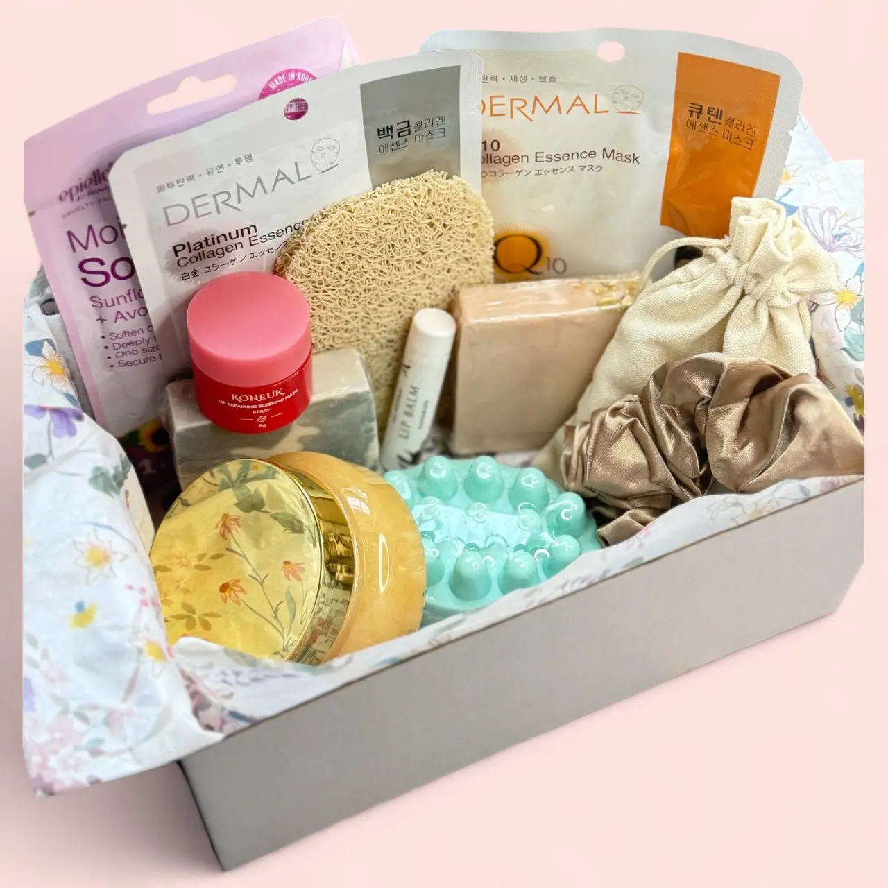 Luxe Spa Care Box Bundles — 3 Artisanal Soaps Pineapple Glow Exfoliating Sugar Scrub Himalayan Bath Salts and more premium self care goodies