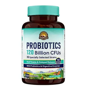 Vitalitown Digestive Enzymes with Probiotics+ Prebiotics: 120Billion CFUs -Mealtime Discomfort / Bloating Relief /Digestive Health and Immune System Suppor for Digestive &Gut Health, for Fitness and Overall Vitality-for Men & Women Supplement Natural