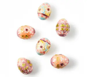 MacKenzie Childs Set of 6 Decorative Calico Egg Figurines