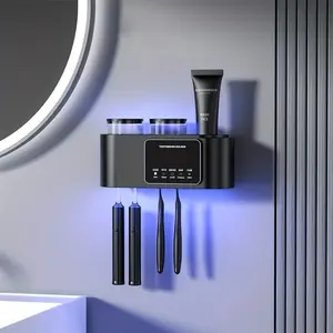 Smart Toothbrush Holder, Cordless and Plug-free, Wall-mounted Toothbrush Holder, USB Charging, Drying Toothbrush Holder, Oral Cup, Electric Toothbrush Holder modern bathroom organizer effective cleaning