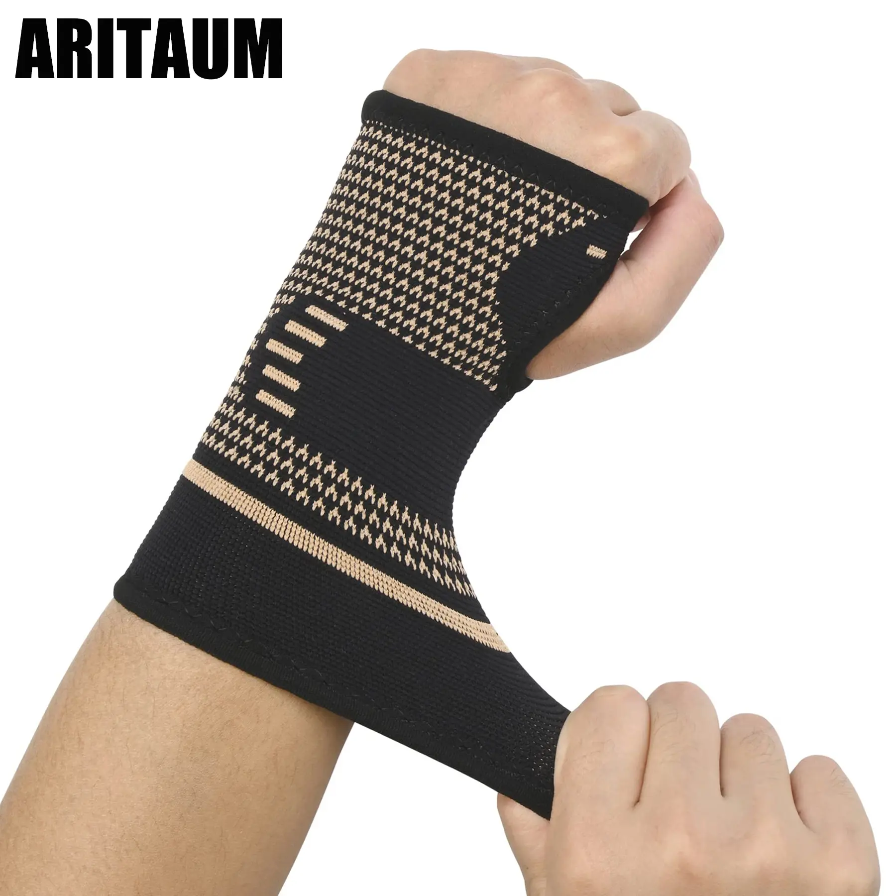 Copper Compression Arthritis Gloves (2 Pack), Fingerless Wrist Support for Carpal Tunnel, Tendonitis & Pain Relief, Healthcare for Men & Women