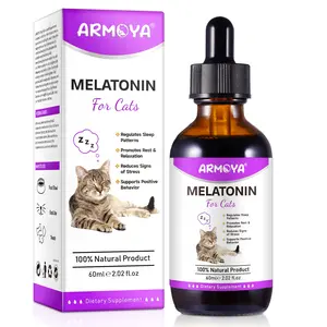 ARMOYA Melatonin Cat Calming Treats for Anxiety Support & Restful Sleep Gentle Calming Aid for Grooming Travel Stress Cat Sleep Support Supplement