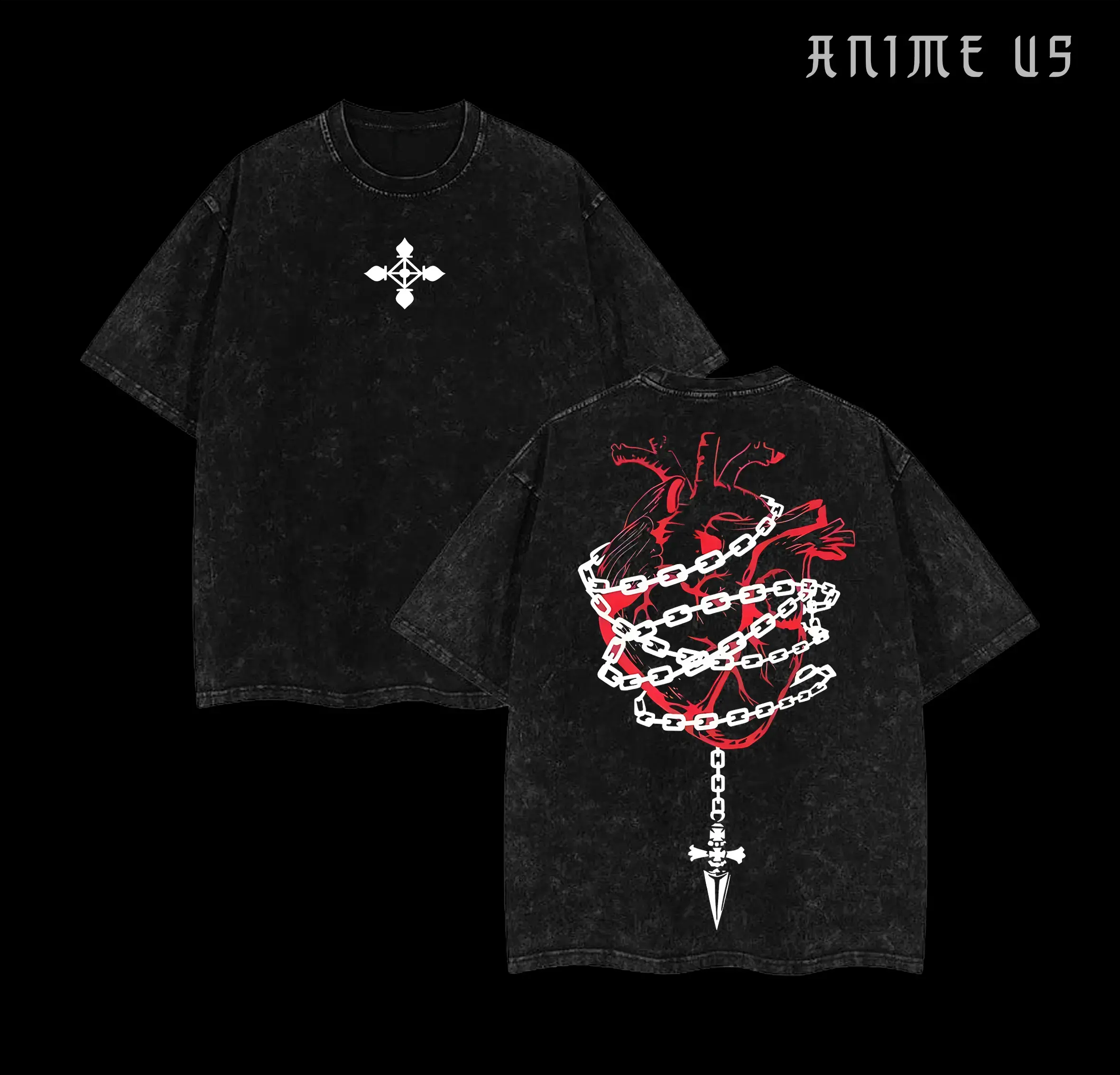 Unisex Kurapika Hunter x Hunter Oversized Graphic Tee - Retro Vintage Washed Heavyweight Cotton Anime T-Shirt, Double Printed Manga Streetwear Gift