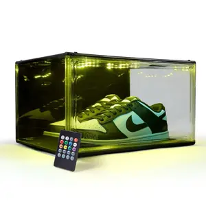 Kicks & Co LED Clear Shoe Storage Organizer & Shoe Rack Box, Stackable Display Case with Remote Control, XL