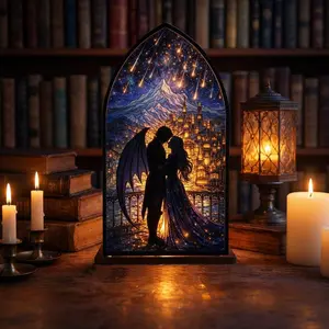 Velaris Feyre & Rhysand Acotar Suncatcher Candle Holder, Night Court Fantasy Bookshelf, Night Court Library Book Nook, Library Sign | 3D Bookshelf Sign | Fantasy Book Lover & Reader Gift, Home Decor (No Candle Included)