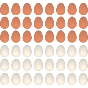 48 Pcs Bouncy Rubber Eggs Toys, 2.16 inches Fake Bouncing Eggs for DIY Easter, Realistic Lifelike Pretend Play Food Funny Party Favors Bulk Fetch Pet Toys Set Pack