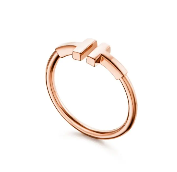 Pre-owned Tiffany T Wire Ring in 18k Rose Gold Elegant Everyday Ring Solitaire Ring Engagement Wedding Rings Promise Ring