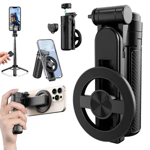 NEW 5-in-1 Magnetic Compact Extendable Selfie Stick with Remote for Cell Phone 360° Rotation.Can Transforms into Mini Tripod/Camera Grip/Handheld Stabilizer/Phone Stand.Extend to 25 inches